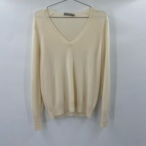 Everlane Wool Blend V Neck Knit Sweater Cream Size Medium